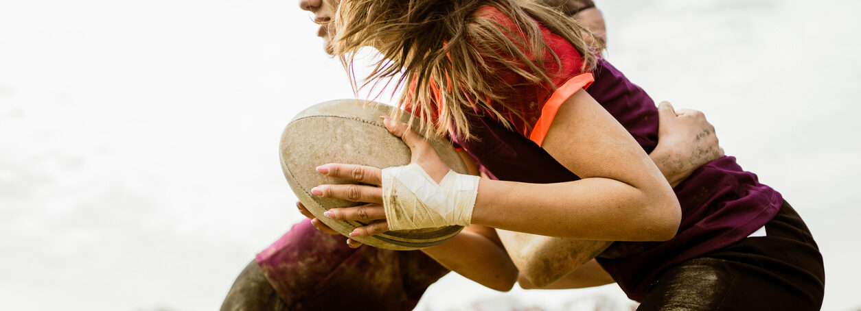 Rugby girls during the game