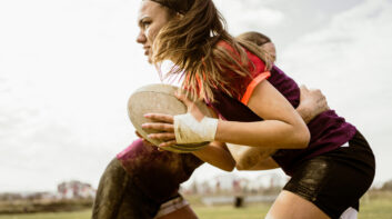 Rugby girls during the game